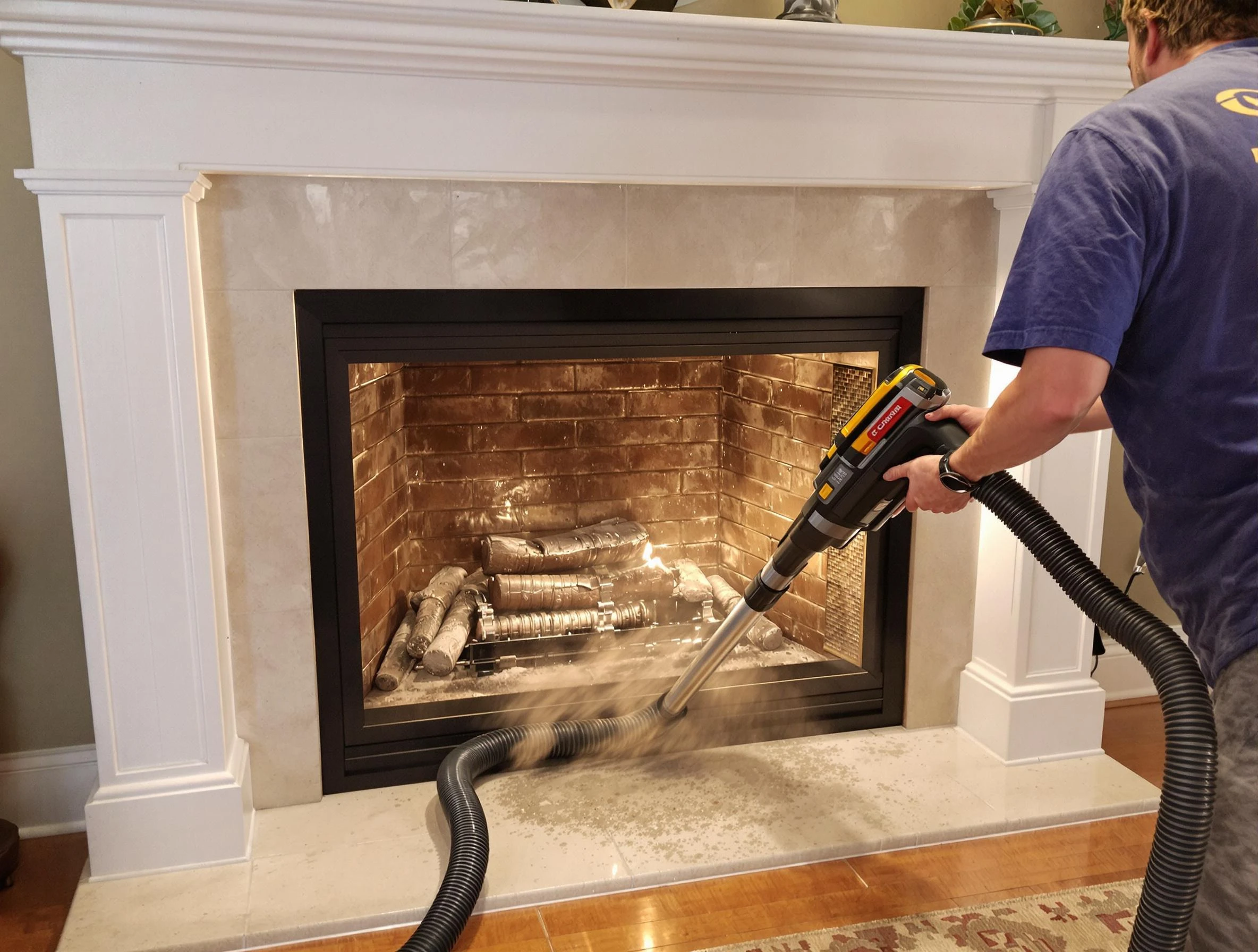 Fireplace cleaning performed by Atlantic City Chimney Sweep in Atlantic City, NJ